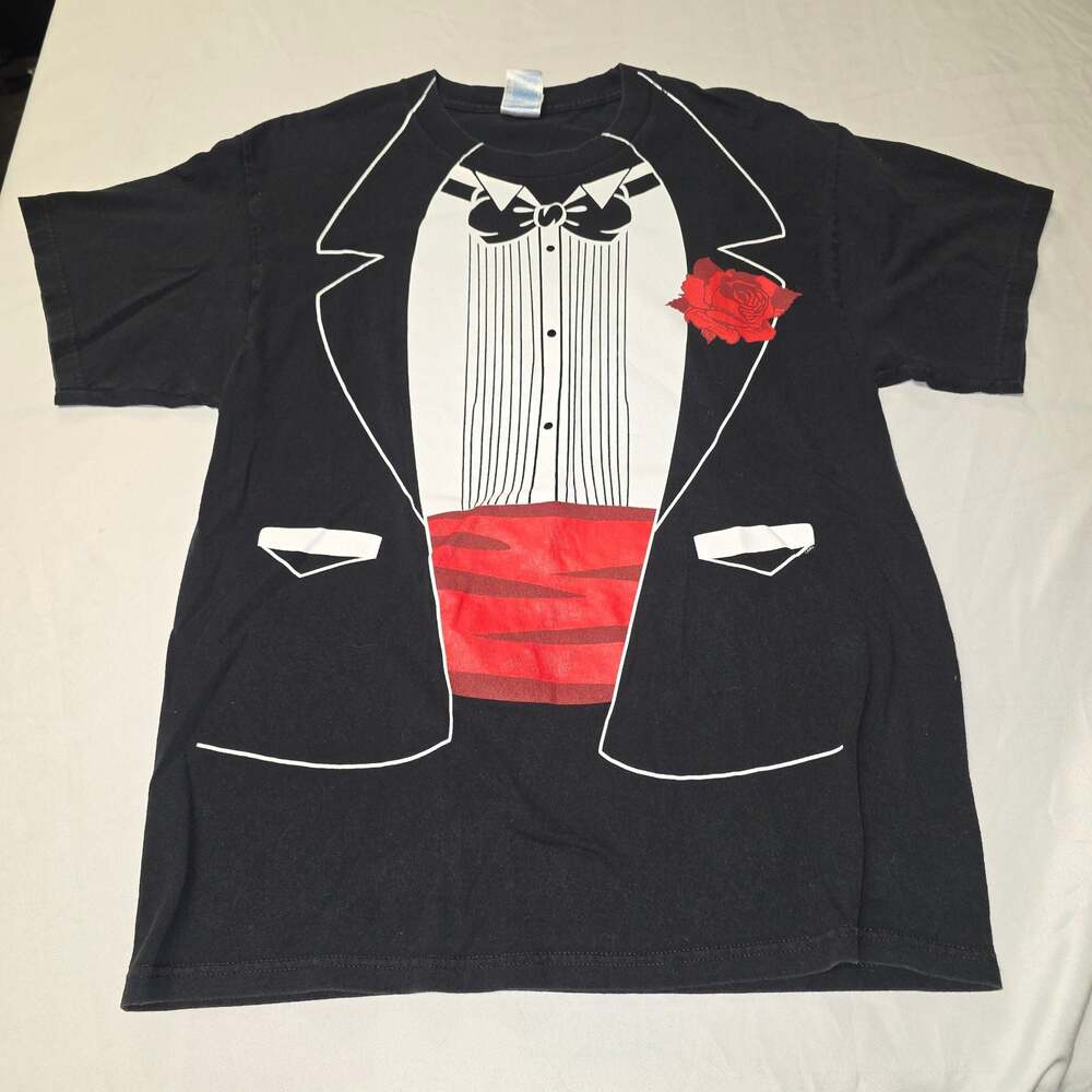 Tuxedo t-shirt Tennessee River Black Red Rose men's size L